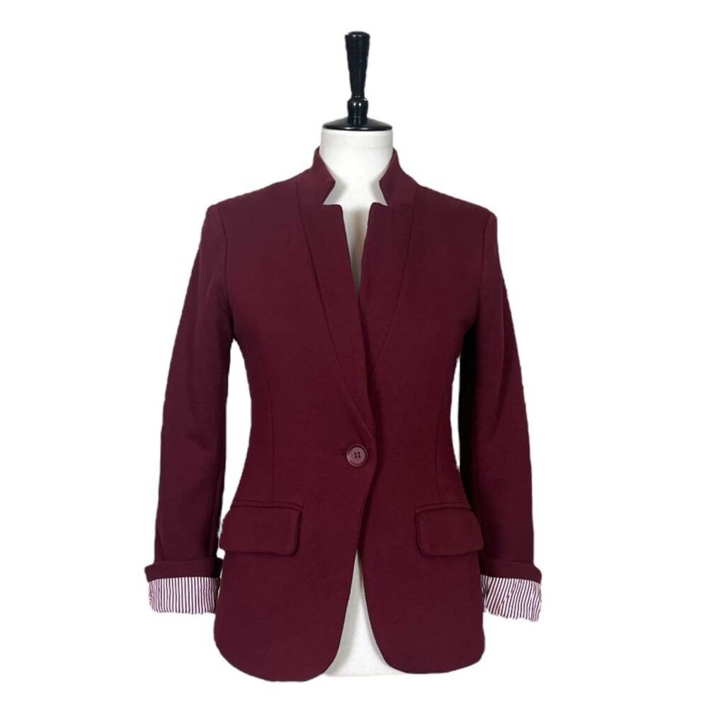 Gibson Knit Blazer Notch Collar Single Button Burgundy Women’s Size XS